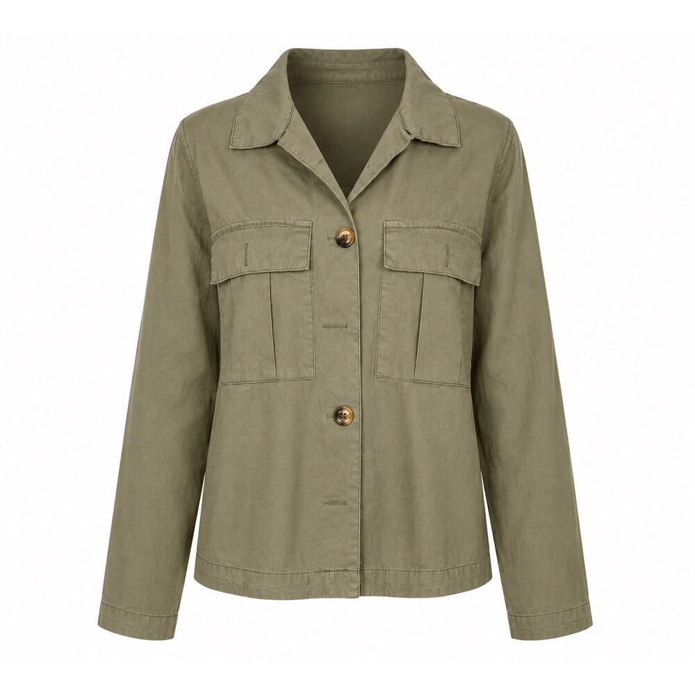Hayden Utility Jacket Women’s Small Olive Green Lightweight Button Front Safari